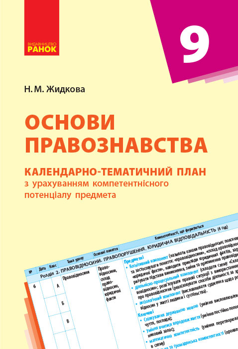 КТП   Основи правознавства 9 клас Наталія Жидкова