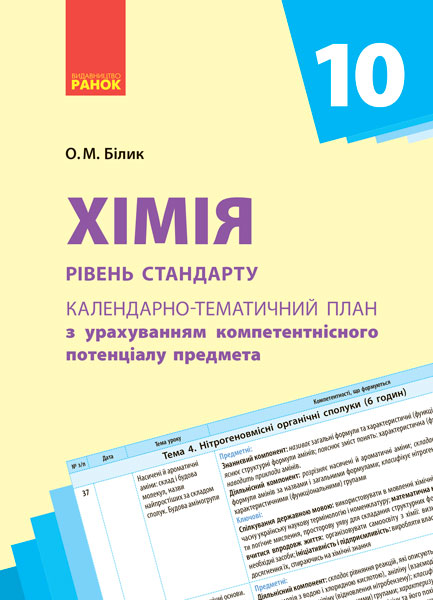 КТП   Хімія 10 клас  Рівень стандарту Білик О. М.