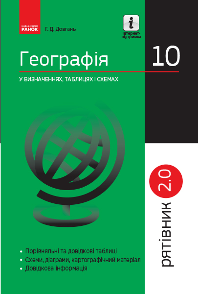 Географія у визначеннях, таблицях і схемах. 10 клас. Рятівник 2.0  Довгань Г.Д.