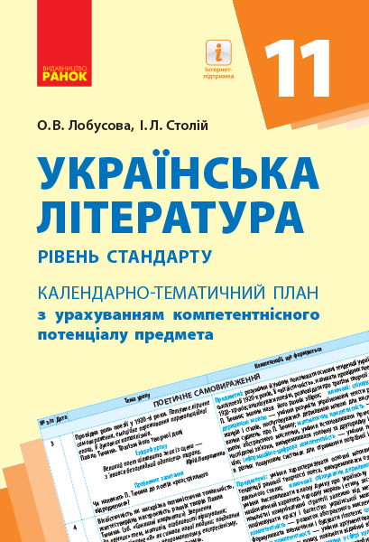 КТП   Українська література 11 клас  Рівень стандарту О. В. Лобусо­ва, І. Л. Столій