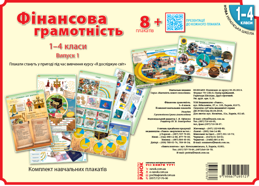 КНП Фінансова грамотність 1-4 класи ПЛАКАТИ НУШ  Наочність нового покоління