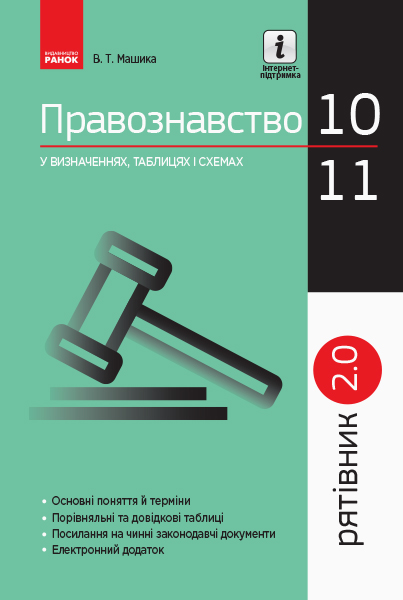 СП Правознавство у визначеннях, таблицях і схемах. 10-11 клас Рятівник 2.0  Віктор Машика