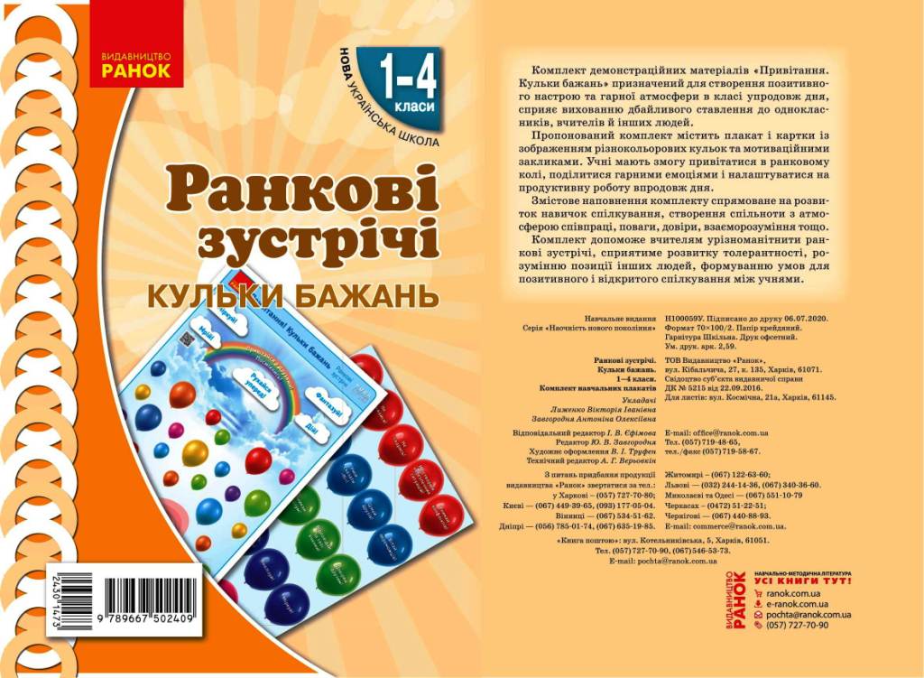 НУШ Ранкові зустрічі. Плакат. Привітання Кульки бажань 1-4 класи