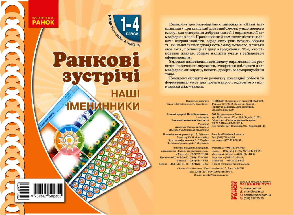 НУШ Ранкові зустрічі. Плакат. Наші іменинники 1-4 класи