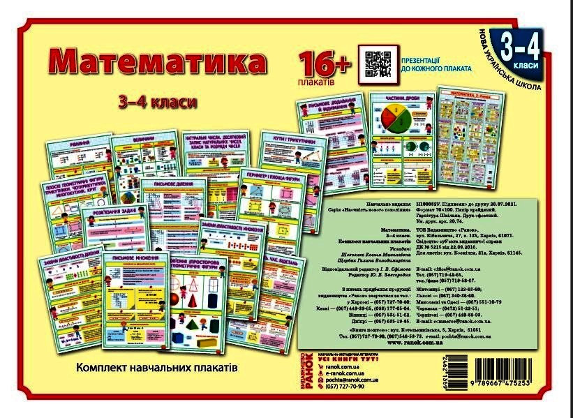 КНП Математика 3-4 клас  ПЛАКАТИ НУШ  Наочність нового покоління