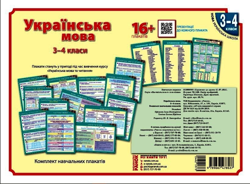 КНП Українська мова 3-4 клас: ПЛАКАТИ Наочність нового покоління