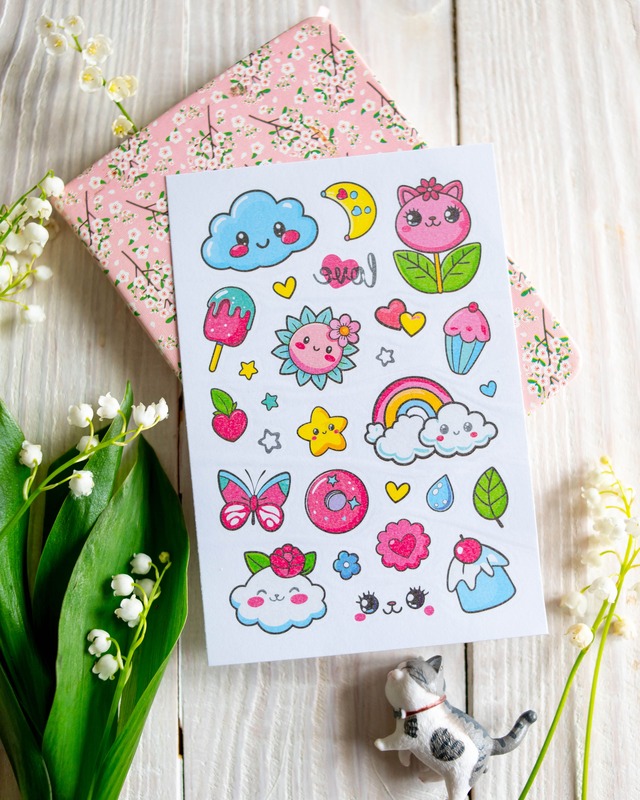 Тимчасові тату для молодших дівчаток. Tattoos. Рожеве кошеня - фото Ранок Креатив