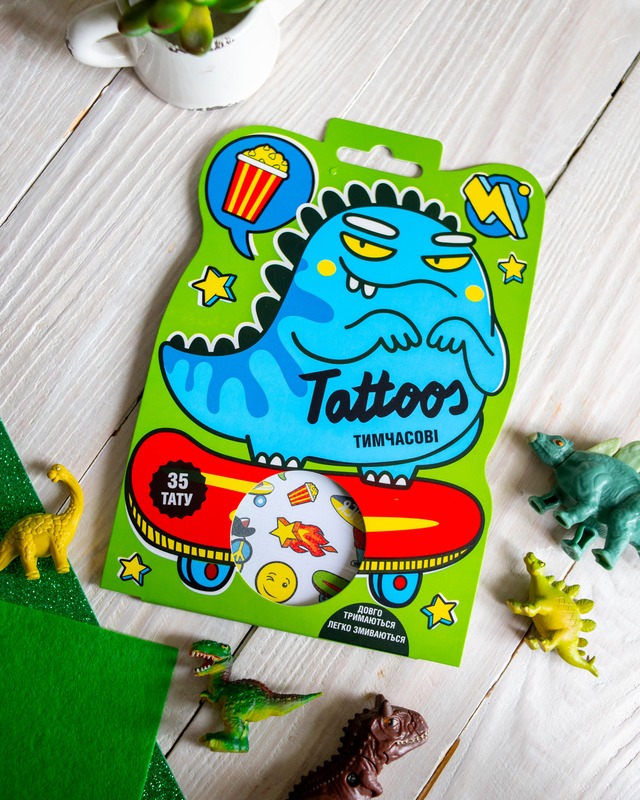 Временные тату для младших мальчиков. Tattoos. Динозаврик - фото Ранок Креатив