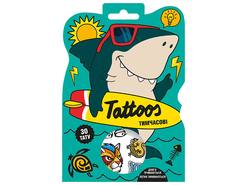 Тимчасові тату для старших хлопчиків. Tattoos. Акула
