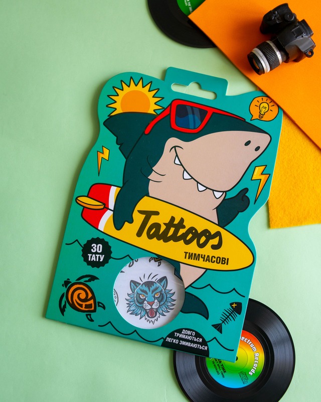 Временные тату для мальчиков постарше. Tattoos. Акула - фото Ранок Креатив