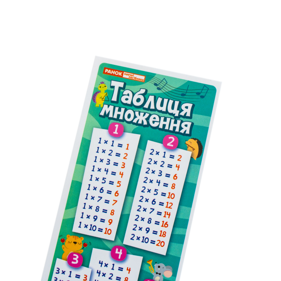 Закладка двостороння. Таблиця множення (від 1 до 10)‬‬ - фото Ранок Креатив