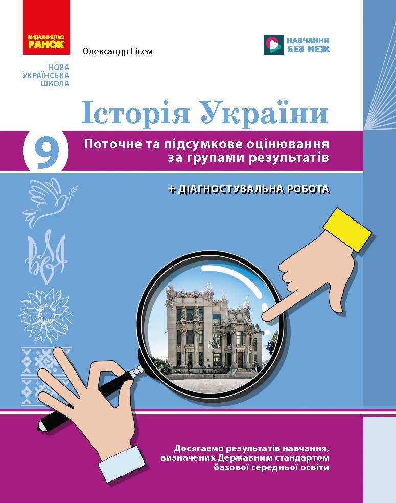 Історія України. 9 клас. Поточне та підсумкове оцінювання за група-ми результатів (+ діагностувальна